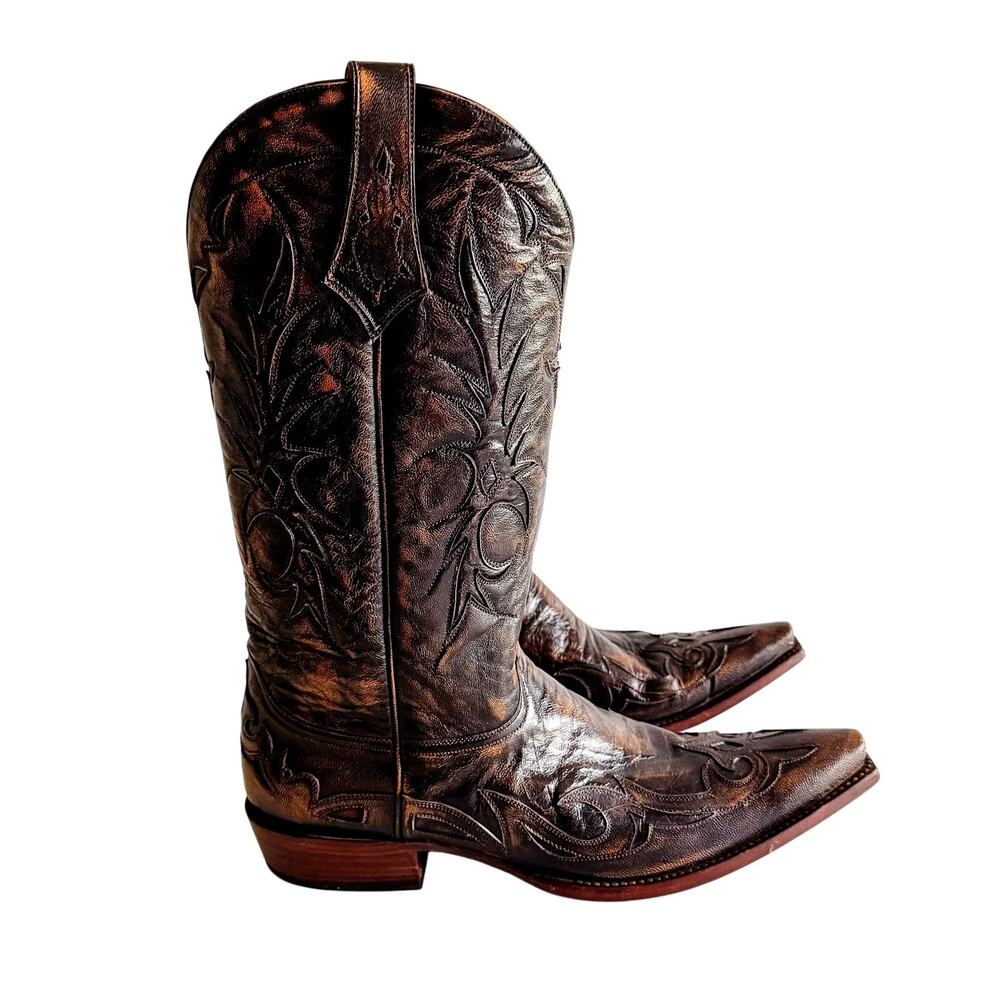 VTG Old Gringo Boot Star Leather Cowboy Boots Mens 10D Snip Toe Western Festival